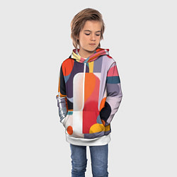 Толстовка-худи детская Абстракция из фигур и линий, цвет: 3D-белый — фото 2
