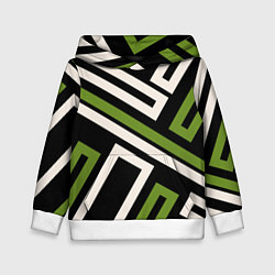 Детская толстовка Прямоугольники по диагонали-зеленый, черный