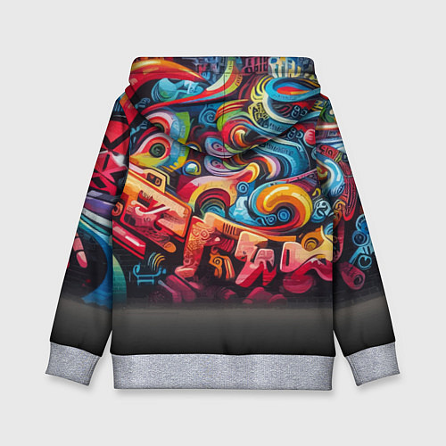 Детская толстовка Панда - крутой скейтбордист на фоне граффити / 3D-Меланж – фото 2