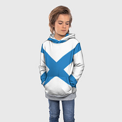 Толстовка-худи детская Военно-морской флот: Андреевский флаг, цвет: 3D-меланж — фото 2