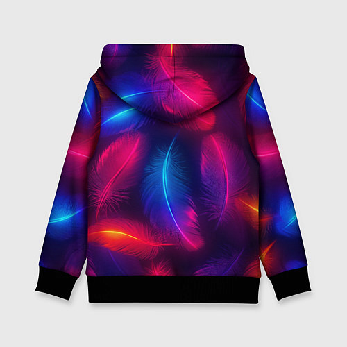 Детская толстовка Вспыхивающие перья - неоновое свечение / 3D-Черный – фото 2