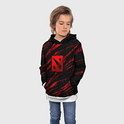 Толстовка-худи детская Dota 2 - красные потертости, цвет: 3D-белый — фото 2