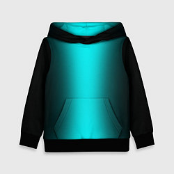 Детская толстовка Чёрный и неоновый голубой градиент по центру