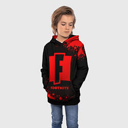 Толстовка-худи детская Fortnite - red gradient, цвет: 3D-черный — фото 2