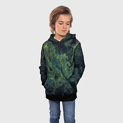 Толстовка-худи детская Абстракция - green camouflage background, цвет: 3D-черный — фото 2