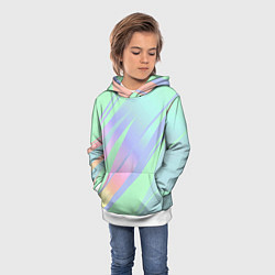 Толстовка-худи детская Светлый зелёный мятный с полосами градиент, цвет: 3D-белый — фото 2