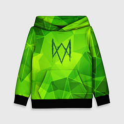 Толстовка-худи детская Watch Dogs green poly, цвет: 3D-черный