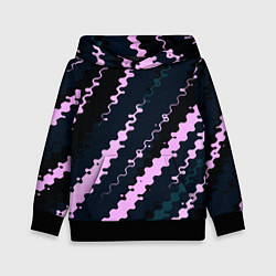 Детская толстовка Тёмно-синий с розовым искажённые полосы