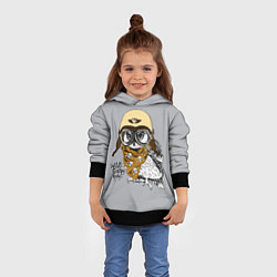 Толстовка-худи детская Owl - wild crazy guy, цвет: 3D-черный — фото 2