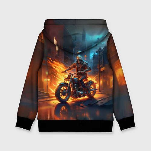 Детская толстовка Скелет байкер / 3D-Черный – фото 2