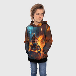 Толстовка-худи детская Скелет байкер, цвет: 3D-черный — фото 2