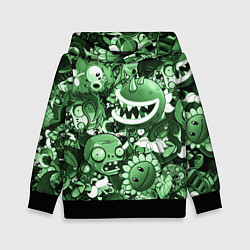 Детская толстовка Растения против зомби в зеленом цвете