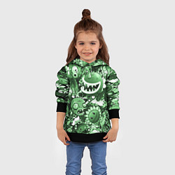 Толстовка-худи детская Растения против зомби в зеленом цвете, цвет: 3D-черный — фото 2
