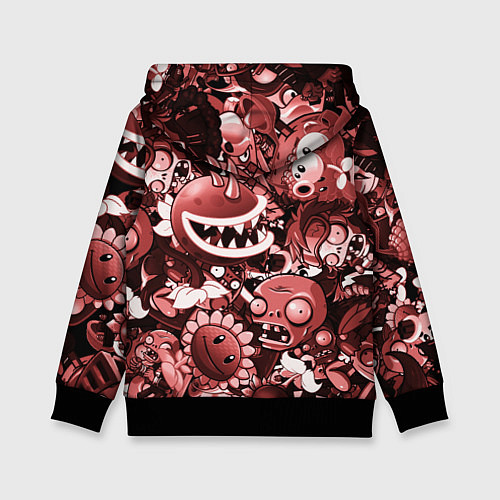 Детская толстовка Растения против зомби в красном цвете / 3D-Черный – фото 2