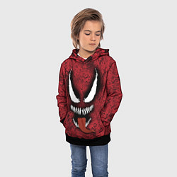 Толстовка-худи детская Веном красный и черный симбиот, цвет: 3D-черный — фото 2