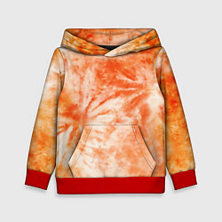 Толстовка-худи детская Оранжевый тай-дай пятна, цвет: 3D-красный