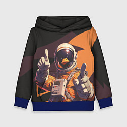 Толстовка-худи детская Птичий астронавт, цвет: 3D-синий