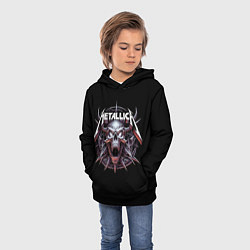 Толстовка-худи детская Metallica - cool skull with horns, цвет: 3D-черный — фото 2
