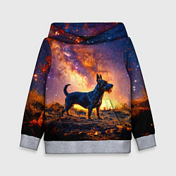 Толстовка-худи детская Скотч-терьер в космосе, цвет: 3D-меланж
