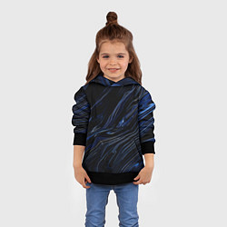 Толстовка-худи детская Чёрно-синий абстракция линии, цвет: 3D-черный — фото 2