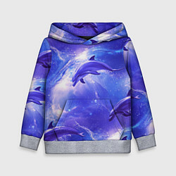 Детская толстовка Дельфины в волшебном море паттерн