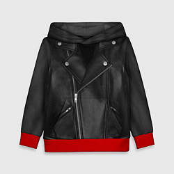 Толстовка-худи детская Кожаная куртка косуха, цвет: 3D-красный