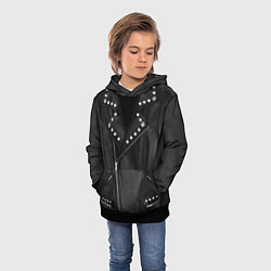 Толстовка-худи детская Кожаная косуха с клепками, цвет: 3D-черный — фото 2