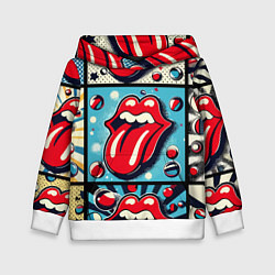 Толстовка-худи детская Rolling Stones logo - pop art, цвет: 3D-белый