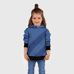 Толстовка-худи детская Синий текстурный с полосой, цвет: 3D-черный — фото 2