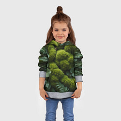 Толстовка-худи детская Зеленый мох и листья, цвет: 3D-меланж — фото 2