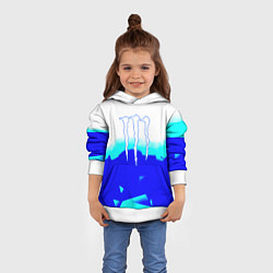 Толстовка-худи детская Monster energy abstraction, цвет: 3D-белый — фото 2