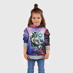 Толстовка-худи детская Brave cat in space - ai art, цвет: 3D-меланж — фото 2