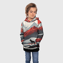 Толстовка-худи детская Лиса и красные горы, цвет: 3D-черный — фото 2