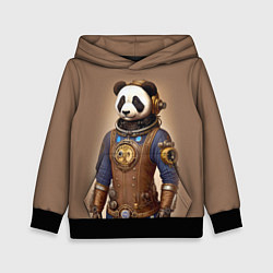 Толстовка-худи детская Крутой панда в стиле стимпанк, цвет: 3D-черный