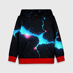 Детская толстовка Голубой разлом в черной текстуре