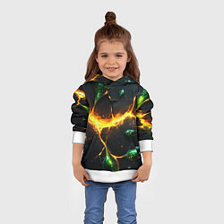 Толстовка-худи детская Разлом текстуры с зеленой слизью, цвет: 3D-белый — фото 2