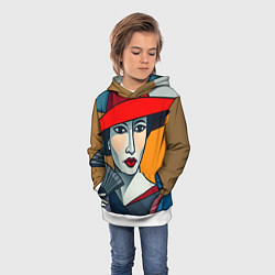 Толстовка-худи детская Дама с веером, цвет: 3D-белый — фото 2