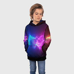 Толстовка-худи детская Звуковая волна неоновый узор, цвет: 3D-черный — фото 2
