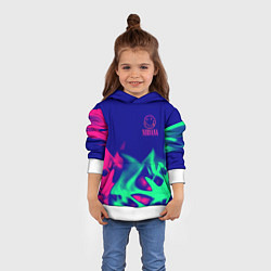 Толстовка-худи детская Nirvana fire neon, цвет: 3D-белый — фото 2