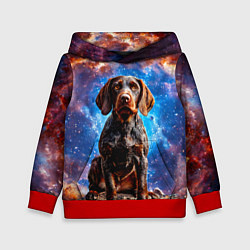 Толстовка-худи детская Дратхаар в космосе, цвет: 3D-красный