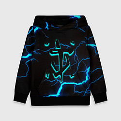 Толстовка-худи детская Doom молнии неоновые, цвет: 3D-черный