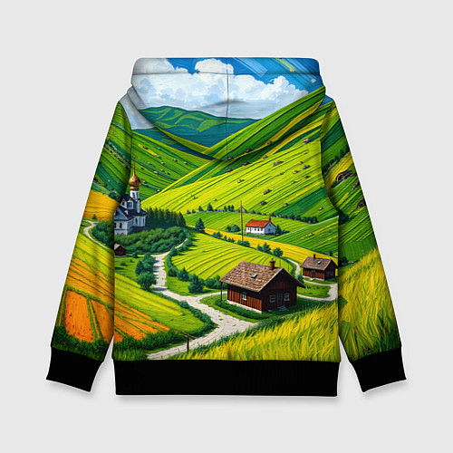 Детская толстовка Русская душа и поле / 3D-Черный – фото 2