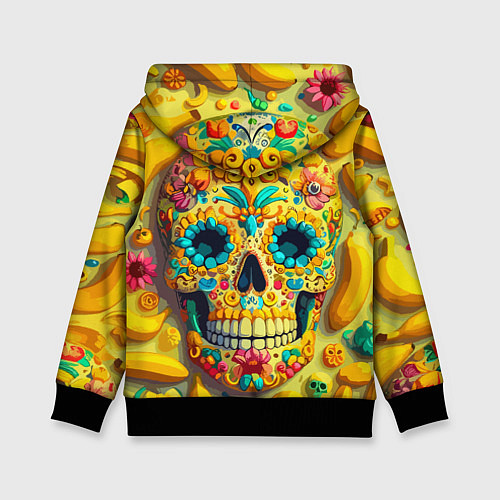 Детская толстовка Красочный летний паттерн с черепом - нейроарт / 3D-Черный – фото 2