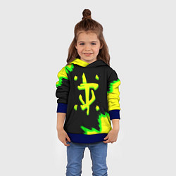 Толстовка-худи детская Doom огненное лого краски, цвет: 3D-синий — фото 2