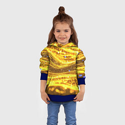 Толстовка-худи детская Золотые блестящие волны, цвет: 3D-синий — фото 2
