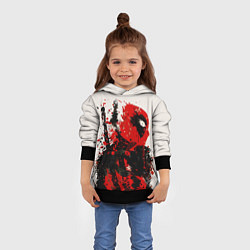 Толстовка-худи детская Дэдпул брызги, цвет: 3D-черный — фото 2