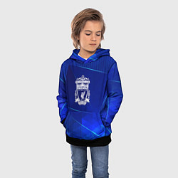 Толстовка-худи детская Liverpool blue poly, цвет: 3D-черный — фото 2