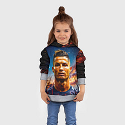 Толстовка-худи детская Криштиану Роналду в космосе, цвет: 3D-меланж — фото 2