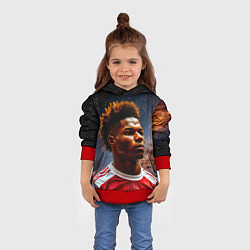 Толстовка-худи детская Маркус Рашфорд и космос, цвет: 3D-красный — фото 2