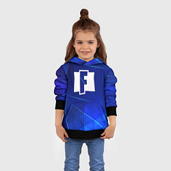 Толстовка-худи детская Fortnite blue poly, цвет: 3D-черный — фото 2